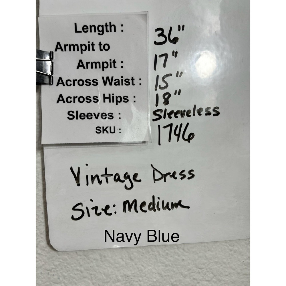Vintage Stenay Dress Womens Medium Navy Blue Beaded Sleeveless V Neck Cocktail - Picture 8 of 9